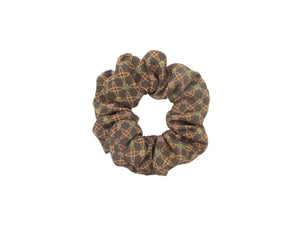 Handmade Scrunchies, Japanese Silk Kimono Upcycled Hair Tie Simple Brown