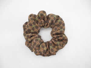 Handmade Scrunchies, Japanese Silk Kimono Upcycled Hair Tie Simple Brown
