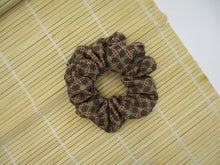Load image into Gallery viewer, Handmade Scrunchies, Japanese Silk Kimono Upcycled Hair Tie Simple Brown
