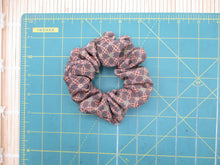 Load image into Gallery viewer, Handmade Scrunchies, Japanese Silk Kimono Upcycled Hair Tie Simple Brown
