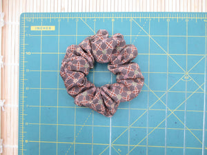 Handmade Scrunchies, Japanese Silk Kimono Upcycled Hair Tie Simple Brown