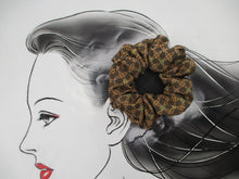 Load image into Gallery viewer, Handmade Scrunchies, Japanese Silk Kimono Upcycled Hair Tie Simple Brown
