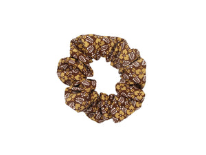 Brown Scrunchies, Silk Kimono Vintage Fabric Hair Tie, Ship from USA