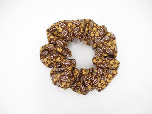 Brown Scrunchies, Silk Kimono Vintage Fabric Hair Tie, Ship from USA