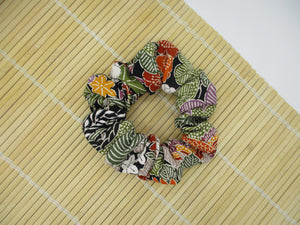 Floral Eco Friendly Silk Kimono Scrunchies Elegant Upcycled