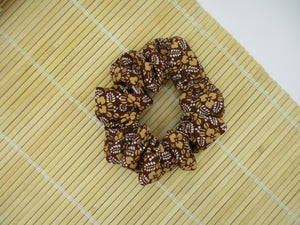 Brown Scrunchies, Silk Kimono Vintage Fabric Hair Tie, Ship from USA