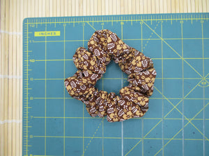 Brown Scrunchies, Silk Kimono Vintage Fabric Hair Tie, Ship from USA