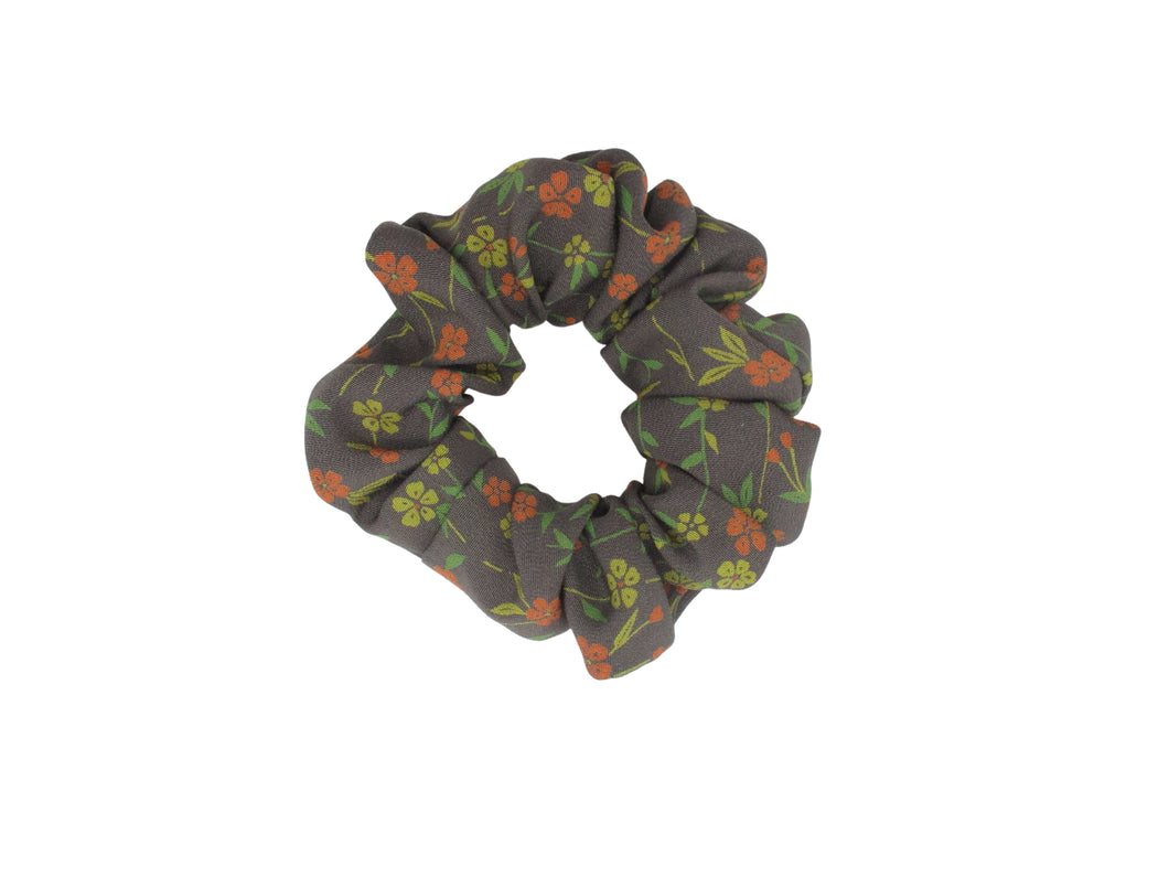 Floral Brown Handmade Silk Kimono Scrunchies, Ship from USA