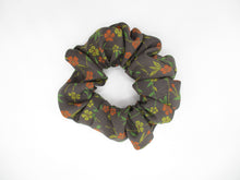 Load image into Gallery viewer, Floral Brown Handmade Silk Kimono Scrunchies, Ship from USA
