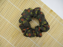 Load image into Gallery viewer, Floral Brown Handmade Silk Kimono Scrunchies, Ship from USA
