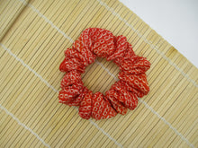 Load image into Gallery viewer, Japanese Fabric Ponytail Holder, Silk Kimono Vintage Upcycled Orange Shibori
