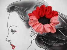 Load image into Gallery viewer, Silk Kimono Scrunchies, Japanese Fabric Hair Tie Red X Pink
