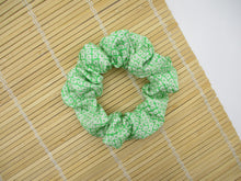 Load image into Gallery viewer, Silk Upcycled Kimono Scrunchies, Ship from USA Green Shibori
