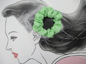 Silk Upcycled Kimono Scrunchies, Ship from USA Green Shibori