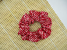 Load image into Gallery viewer, Red Shibori Silk Kimono Scrunchies, Japanese Gift
