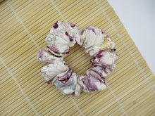 Load image into Gallery viewer, Purple Elegant Silk Kimono Scrunchies, Silk Kimono Upcycled Handmade Hair Tie
