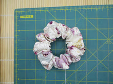 Load image into Gallery viewer, Purple Elegant Silk Kimono Scrunchies, Silk Kimono Upcycled Handmade Hair Tie
