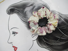 Load image into Gallery viewer, Purple Elegant Silk Kimono Scrunchies, Silk Kimono Upcycled Handmade Hair Tie
