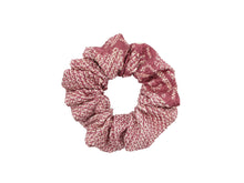 Load image into Gallery viewer, Light Purple Shibori Silk Scrunchie Japanese Vintage Fabric Hair Tie

