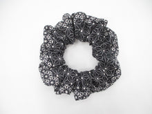 Load image into Gallery viewer, Eco Friendly Upcycled Silk Kimono Vintage Fabric Scrunchies Black Simple
