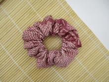 Load image into Gallery viewer, Light Purple Shibori Silk Scrunchie Japanese Vintage Fabric Hair Tie

