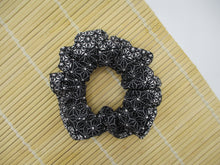 Load image into Gallery viewer, Eco Friendly Upcycled Silk Kimono Vintage Fabric Scrunchies Black Simple
