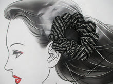 Load image into Gallery viewer, Black Shibori Kimono Silk Fabric Scrunchies Shipf from USA
