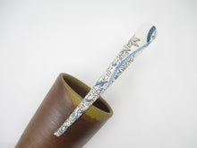 Load image into Gallery viewer, Blue White Floral Japanese Silk Kimono Hair Clip, Ship from USA
