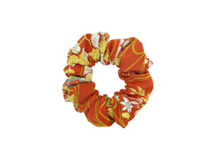 Silk Upcycled Kimono Scrunchies, Ship from USA Orange