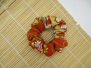 Silk Upcycled Kimono Scrunchies, Ship from USA Orange