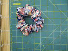 Load image into Gallery viewer, Vintage Silk Kimono Scrunchy Ship from USA Blue Floral Scrunchies
