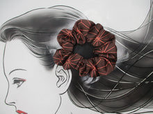 Load image into Gallery viewer, Asanoha Silk Vintage Japanese Fabric Scrunchies, Brown Kimono
