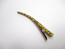 Load image into Gallery viewer, Mustard Yellow Brown Kimono Clip, Long Metal Hair Clip
