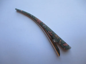 Gray Kimono Clip, 130mm Eco Friendly Upcycled Hair Clip