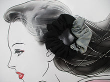 Load image into Gallery viewer, Simple Silk Kimono Scrunchy, Vintage Fabric Scrunchie Tomesode Black
