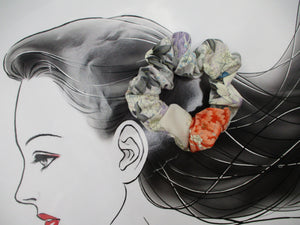 Floral Elegant Kimono Fabric Hair Tie, Vintage Fabric Scrunchies