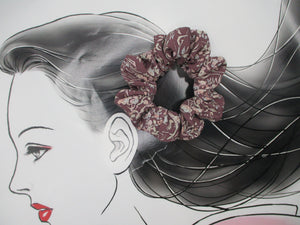 Wabi Sabi Light Purple Silk Kimono Scrunchies, Vintage Japanese Fabric Hair Tie