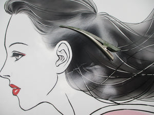 Silk Kimono Big Hair Clip, 130mm Rinze Mossy Gray Clip