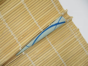 Simple Line Light Blue Kimono Fabric Hair Slide 130mm Long Metal Clip