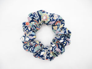 Vintage Upcycled Silk Kimono Scrunchies, Ship from USA Blue Floral