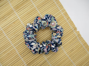 Vintage Upcycled Silk Kimono Scrunchies, Ship from USA Blue Floral