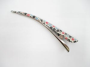 Floral Long Hair Clip, Upcycled Silk Kimono Hair Accessory