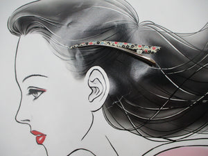 Floral Long Hair Clip, Upcycled Silk Kimono Hair Accessory