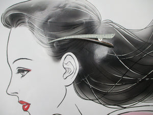 Long Kimono Hair Slide, Eco Friendly Vintage Kimono Hair Clip 5 1/8 inch