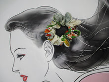 Load image into Gallery viewer, Silk Kimono Scrunchies, Japanese Gift Ship from USA, White Colorful Flowers
