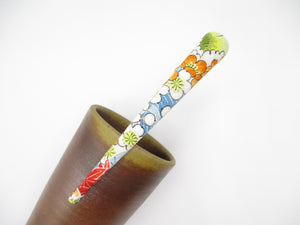 Vintage Upcycled Silk Kimono 130mm Long Metal Clip Japanese Floral