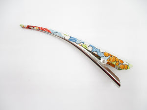Vintage Upcycled Silk Kimono 130mm Long Metal Clip Japanese Floral