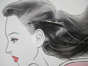 Kimono Hair Clip, Japanese Upcycled Kimono Hair Accessory Wabi Sabi Black X White