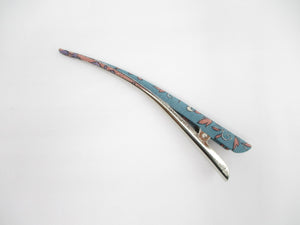 Floral Wabi Sabi Hair Claw, Kimono Long Metal Hair Clip 5 1/8 inches 130mm