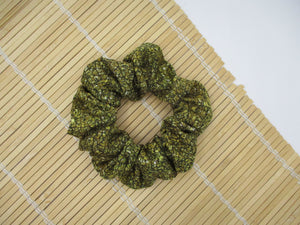 Silk Kimono Scrunchies Ship from USA Handmade Japanese Gift, Brown